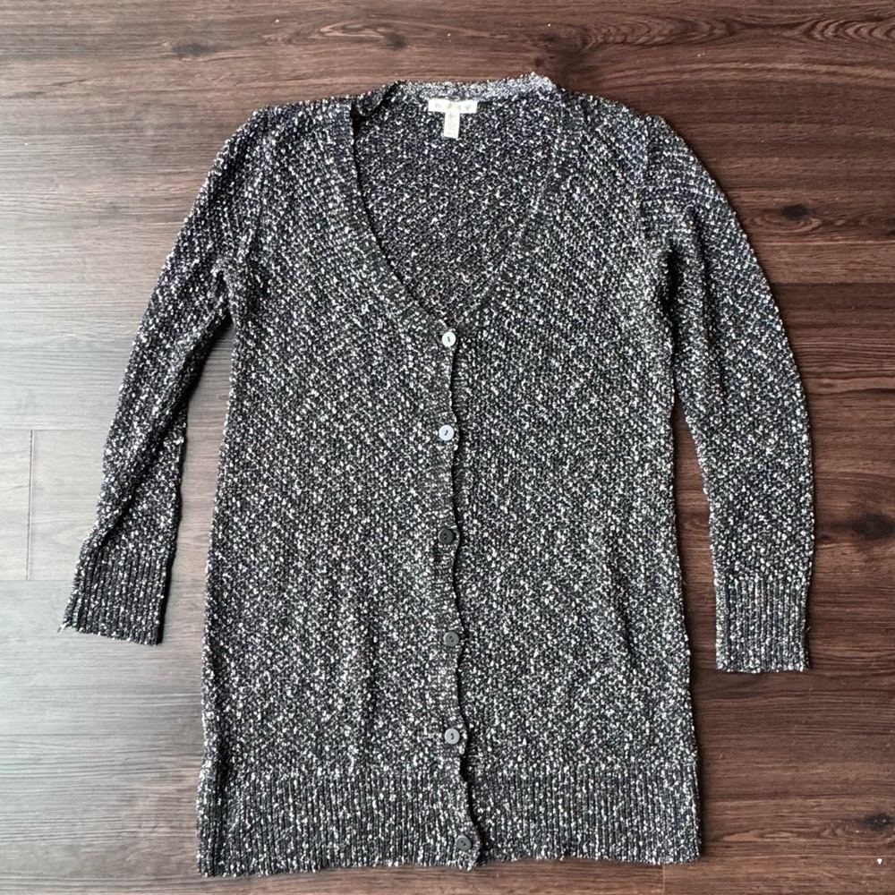 Eileen Fisher Gray and White Cardigan